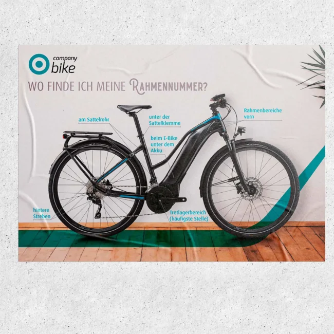 Cartel informativo de Company Bike: dónde encontrar el número de bastidor de la bici