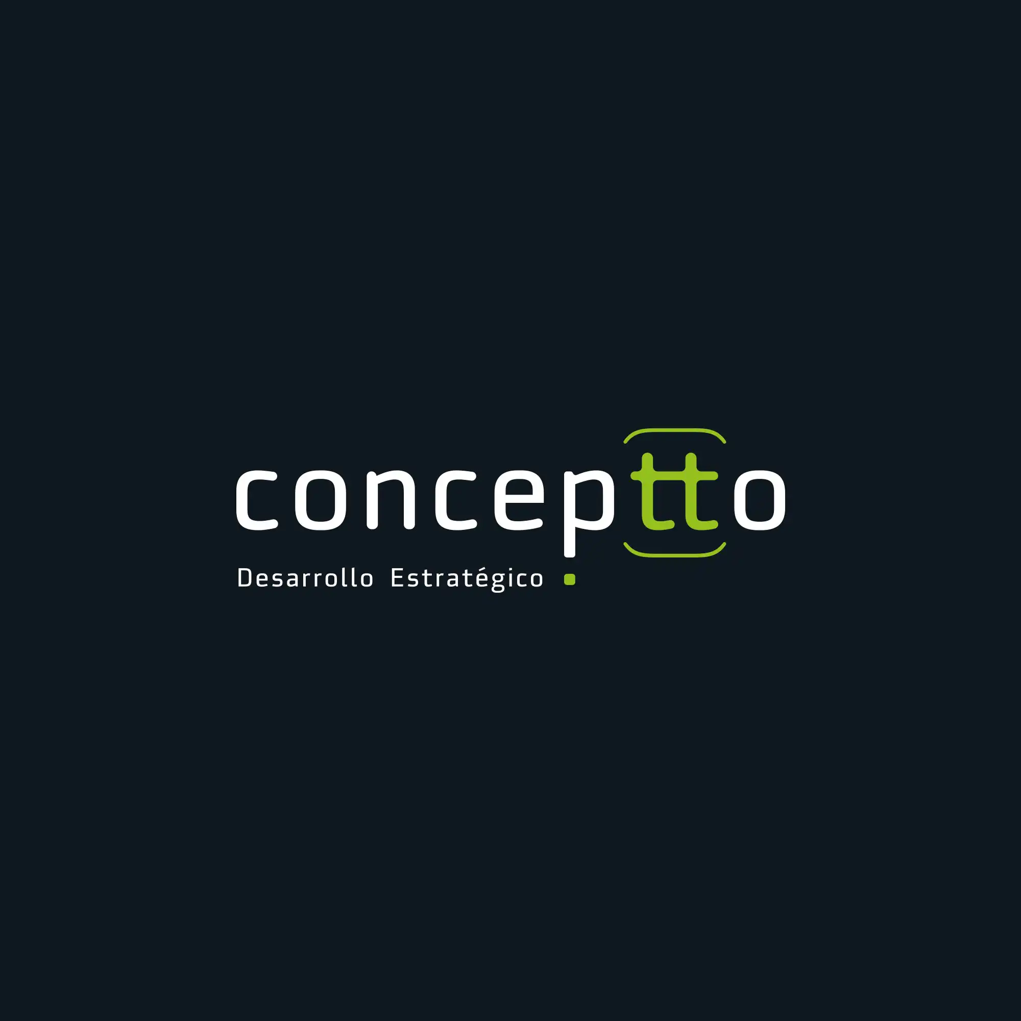 Logotipo de Conceptto con el lema Desarrollo Estratégico en versión clara sobre fondo oscuro