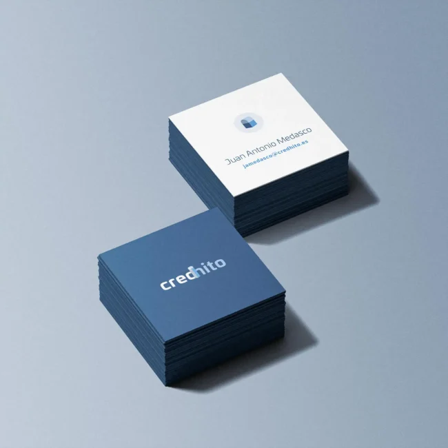 Tarjetas de visita de Credhito con el logotipo