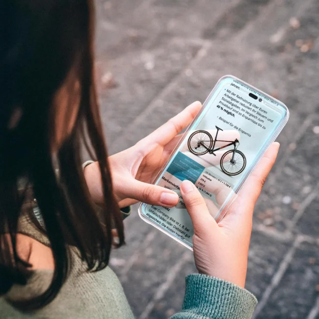 Diseño UI de la comparativa de ahorro del programa Company Bike en una app