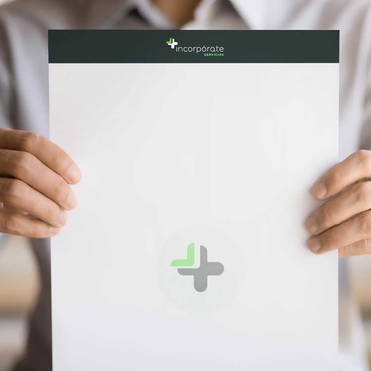 Hoja de carta corporativa de Incorpórate Servicios con su logotipo en cabecera