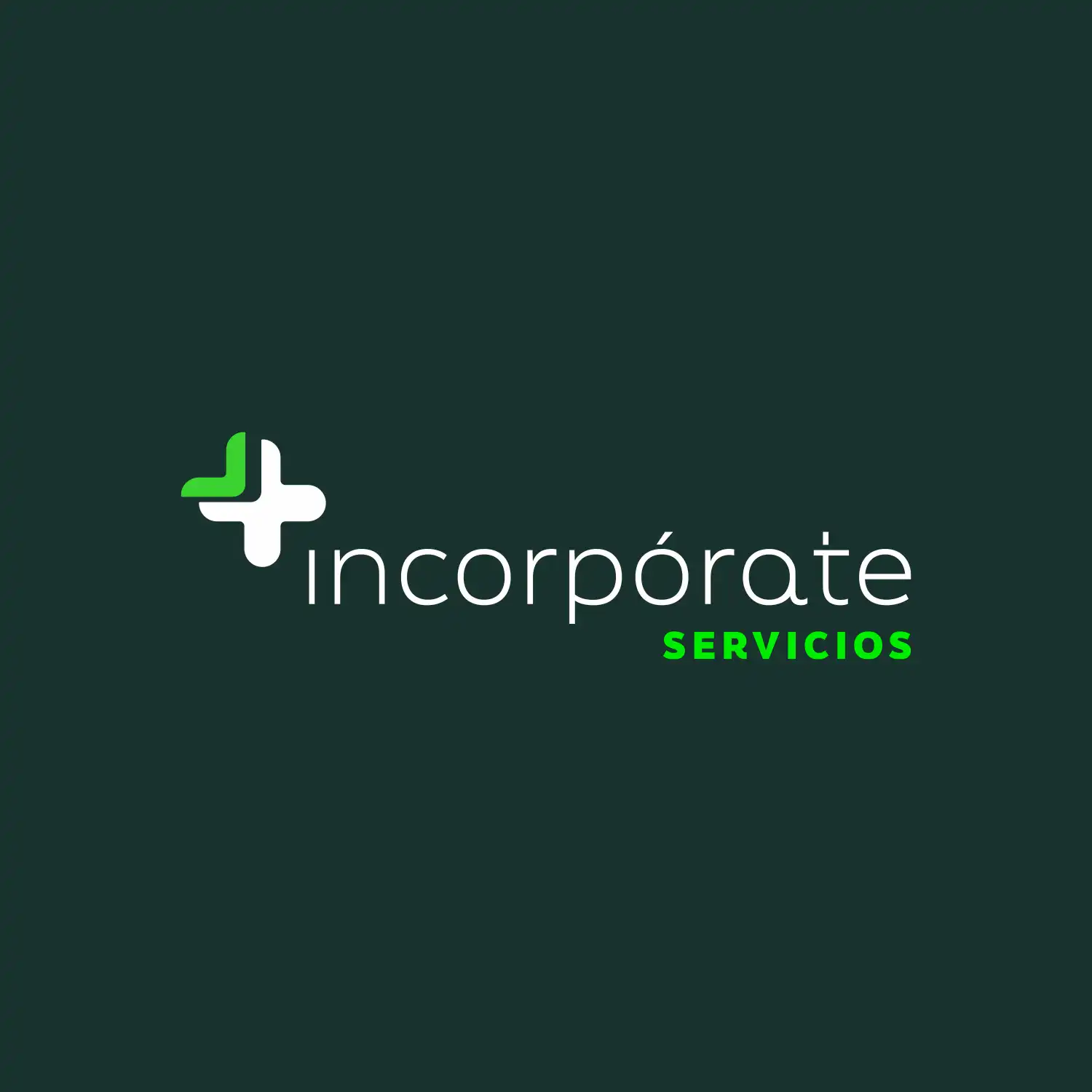 Logotipo de Incorpórate Servicios en versión clara sobre fondo oscuro