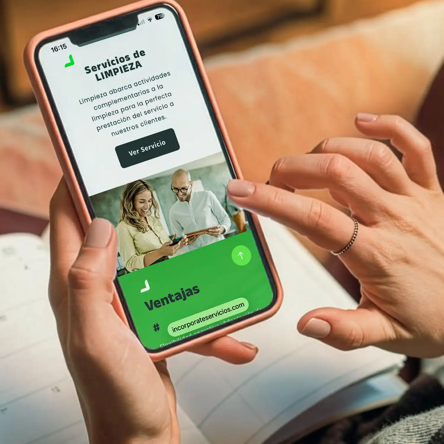 Página de Servicios de Limpieza de la web de Incorpórate Servicios en móvil