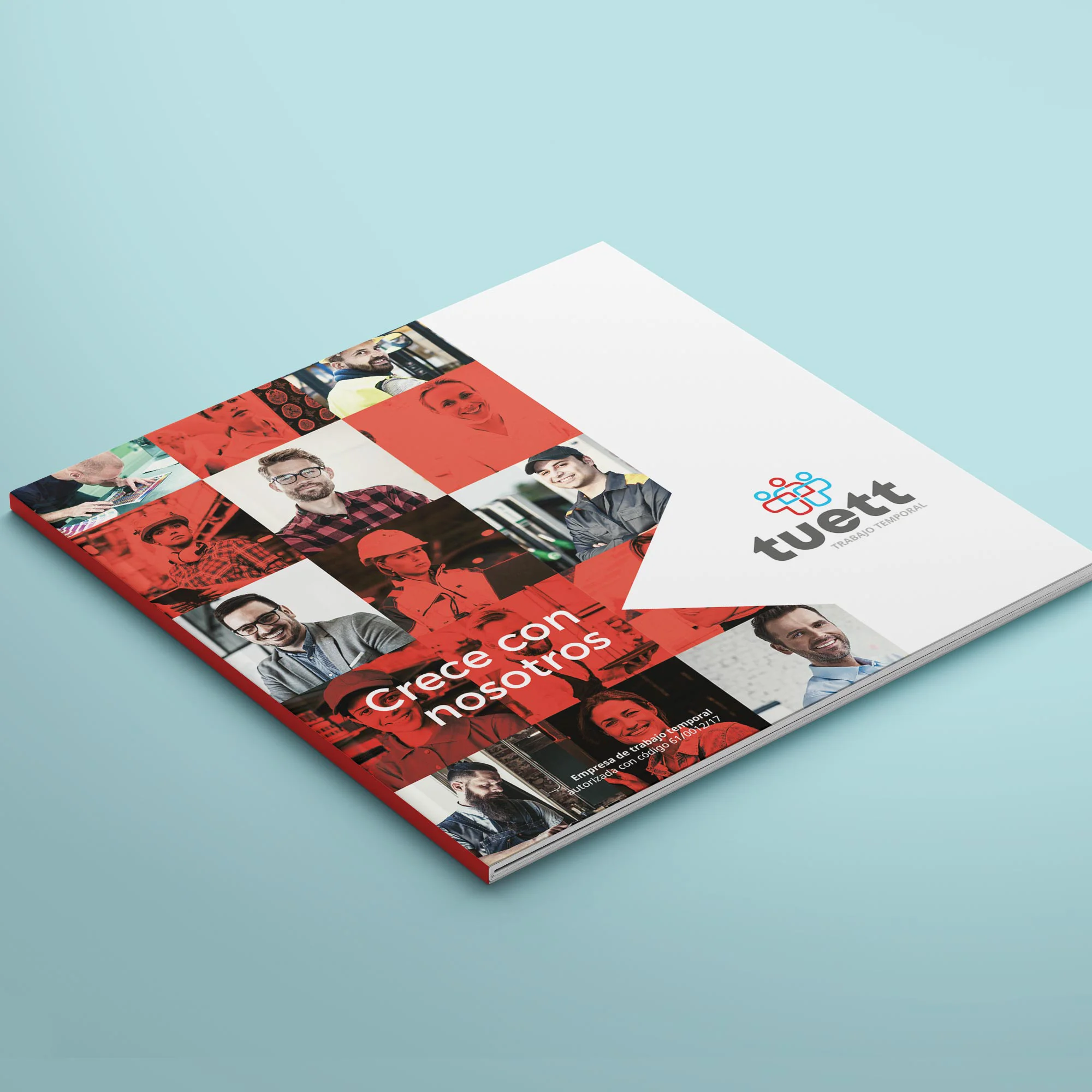 Portada cerrada del dossier corporativo de TuETT con el lema Crece con nosotros