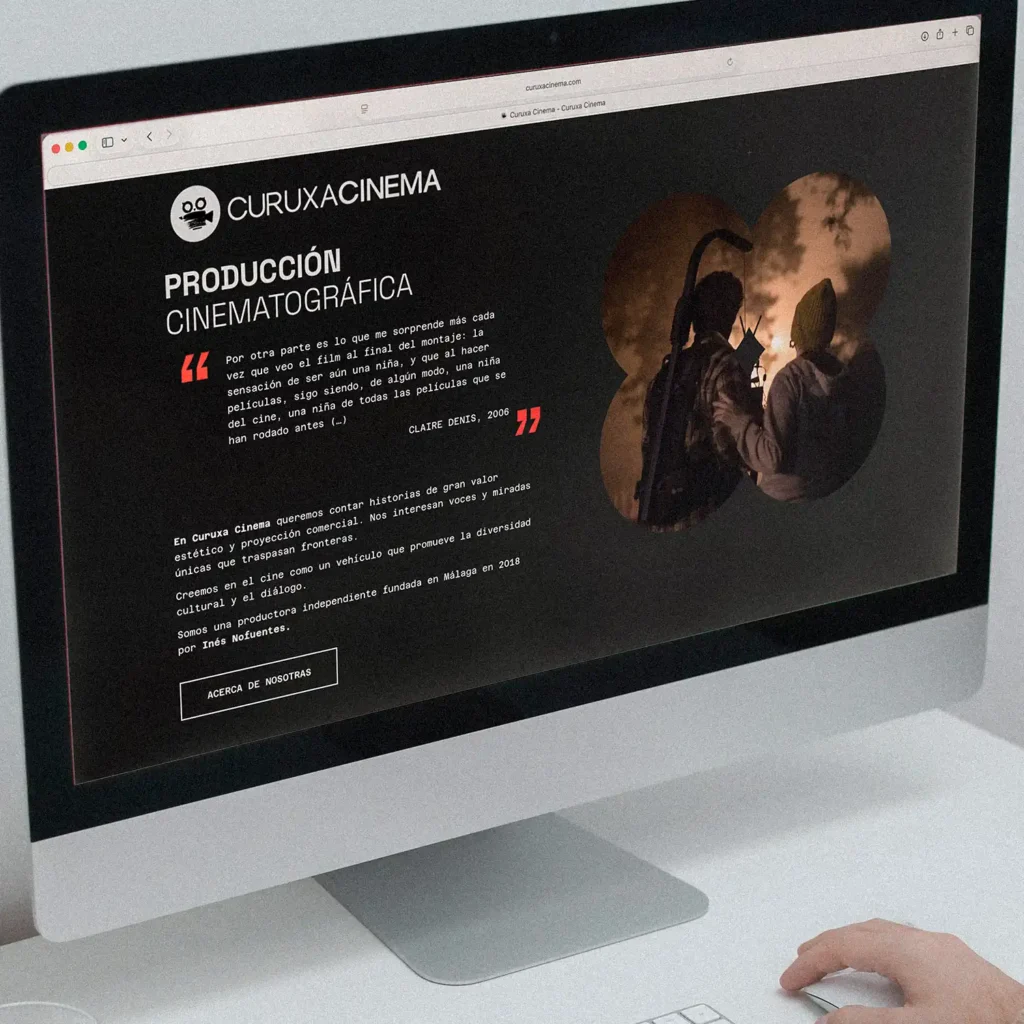 Cabecera de Producción Cinematográfica en la web de Curuxa Cinema con una cita de la directora Claire Denis