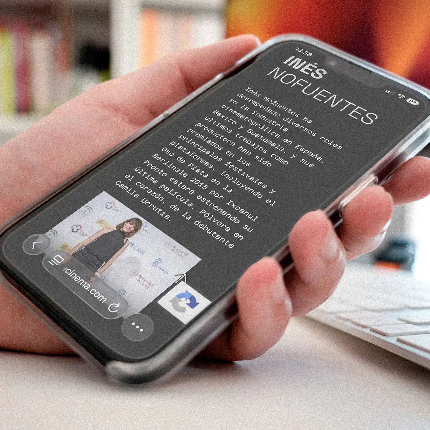 Vista móvil de la biografía de Inés Nofuentes en la web de Curuxa Cinema
