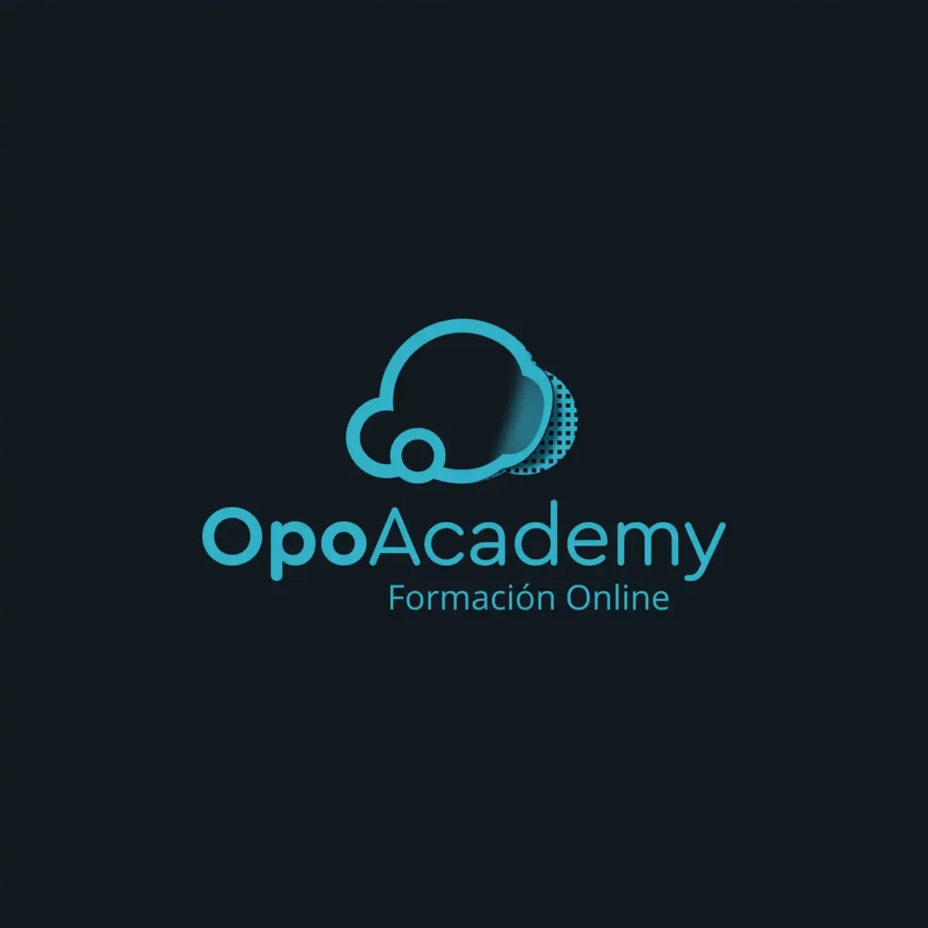Logotipo en versión reversa sobre fondo oscuro, diseño de marca OpoAcademy