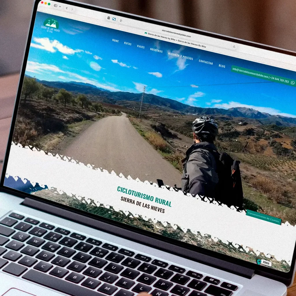 Página de inicio de web de cicloturismo rural, diseño para Sierra de las Nieves by Bike