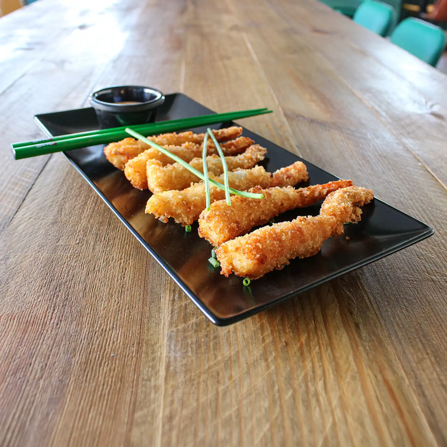 Fotografía de producto de gambas rebozadas para restaurante asiático Noodles Pacifico