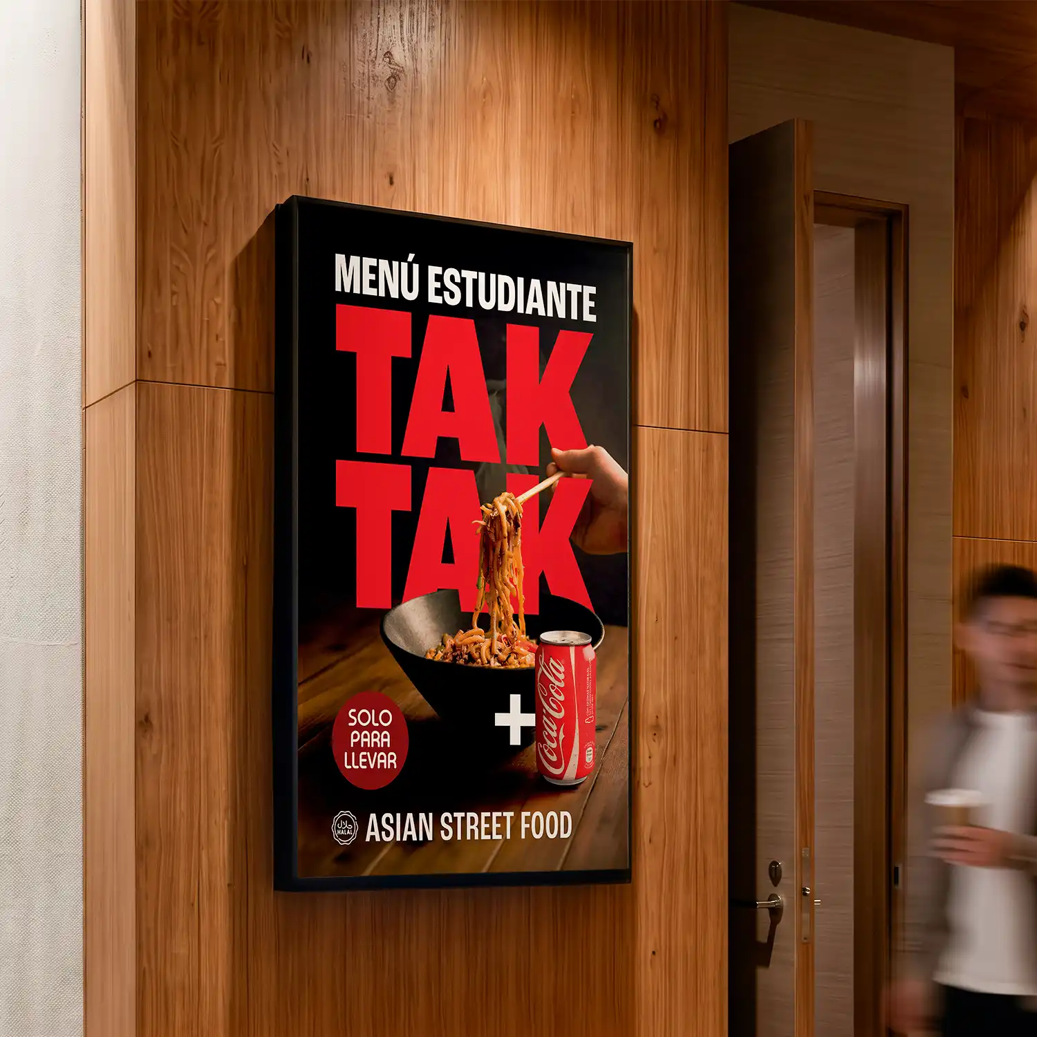 Diseño de póster de menú estudiante para restaurante asiático Tak tak Noodles